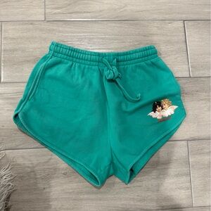 Fiorucci Teal Angel Embroidered Shorts
